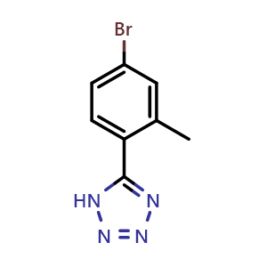 Chemical structure of 5-(4-Bromo-2-methylphenyl)-1H-1,2,3,4-tetrazole , CAS 1007128-19-9, AChemBlock AD239031