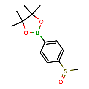 Chemical structure of 2-(4-Methanesulfinylphenyl)-4,4,5,5-tetramethyl-1,3,2-dioxaborolane , CAS 1016641-70-5, AChemBlock AD239057