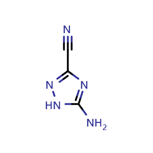 Chemical structure of 5-Amino-1H-1,2,4-triazole-3-carbonitrile , CAS 1016798-54-1, AChemBlock AD239059