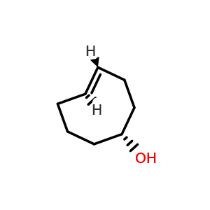 Chemical structure of 4-Cycloocten-1-ol, stereoisomer , CAS 1018976-12-9, AChemBlock AD239069