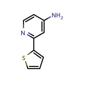Chemical structure of 2-(Thiophen-2-yl)pyridin-4-amine , CAS 1020540-64-0, AChemBlock AD239078