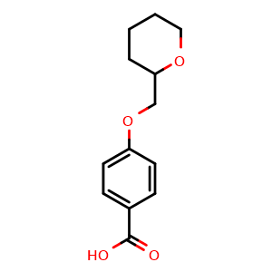 Chemical structure of 4-[(Oxan-2-yl)methoxy]benzoic acid , CAS 1020999-22-7, AChemBlock AD239082