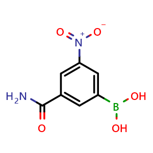 Chemical structure of (3-Carbamoyl-5-nitro-phenyl)boronic acid , CAS 102170-51-4, AChemBlock AD239084