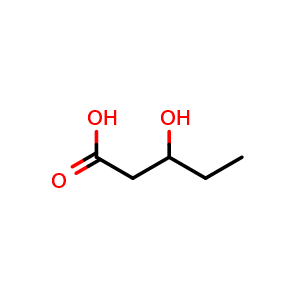 Chemical structure of 3-Hydroxypentanoic acid , CAS 10237-77-1, AChemBlock AD239095