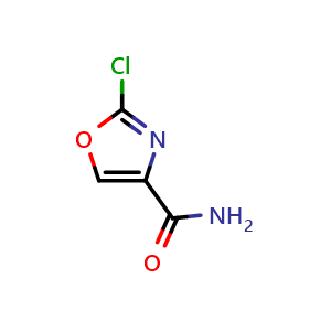 Chemical structure of 2-Chloro-1,3-oxazole-4-carboxamide , CAS 1025468-33-0, AChemBlock AD239096