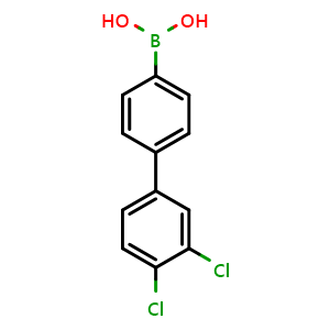 Chemical structure of [4-(3,4-Dichlorophenyl)phenyl]boronic acid , CAS 1025736-43-9, AChemBlock AD239099