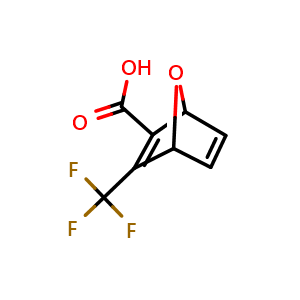 Chemical structure of 3-(Trifluoromethyl)-7-oxabicyclo[2.2.1]hepta-2,5-diene-2-carboxylic acid , CAS 1026993-06-5, AChemBlock AD239103