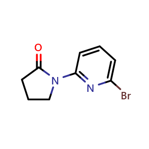 Chemical structure of 1-(6-Bromopyridin-2-yl)pyrrolidin-2-one , CAS 1027511-95-0, AChemBlock AD239105