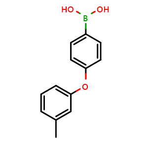 Chemical structure of 4-(3-Methylphenoxy)phenylboronic acid , CAS 1029438-39-8, AChemBlock AD239115