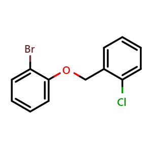 Chemical structure of 1-[(2-bromophenoxy)methyl]-2-chlorobenzene , CAS 1036609-88-7, AChemBlock AD239137