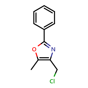 Chemical structure of 4-(Chloromethyl)-5-methyl-2-phenyl-1,3-oxazole , CAS 103788-61-0, AChemBlock AD239140