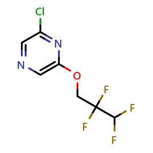 Chemical structure of 2-Chloro-6-(2,2,3,3-tetrafluoropropoxy)pyrazine , CAS 1039858-65-5, AChemBlock AD239148