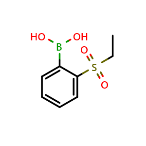 Chemical structure of (2-(Ethylsulfonyl)phenyl)boronic acid , CAS 1042443-60-6, AChemBlock AD239153