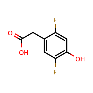 Chemical structure of 2,5-Difluoro-4-hydroxyphenylacetic acid , CAS 1042703-29-6, AChemBlock AD239155