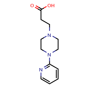 Chemical structure of 3-[4-(2-Pyridyl)piperazin-1-yl]propanoic acid , CAS 104373-85-5, AChemBlock AD239158