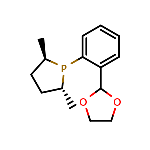 Chemical structure of (2R,5R)-1-[2-(1,3-Dioxolan-2-yl)phenyl]-2,5-dimethylphospholane , CAS 1044256-04-3, AChemBlock AD239160