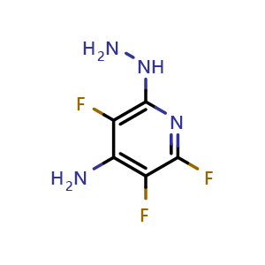 Chemical structure of 2,3,5-Trifluoro-6-hydrazinylpyridin-4-amine , CAS 105252-94-6, AChemBlock AD239174