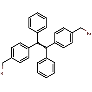 Chemical structure of 1-(Bromomethyl)-4-{2-[4-(bromomethyl)phenyl]-1,2-diphenylethenyl}benzene , CAS 1053241-67-0, AChemBlock AD239178