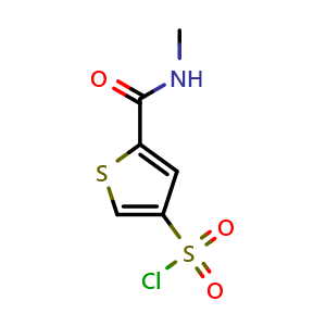Chemical structure of 5-(Methylamino)carbonyl-3-thiophenesulfonyl chloride , CAS 1060817-61-9, AChemBlock AD239202