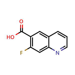 Chemical structure of 7-Fluoroquinoline-6-carboxylic acid , CAS 1061650-21-2, AChemBlock AD239204