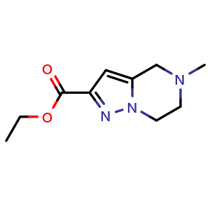 Chemical structure of Ethyl 4,5,6,7-tetrahydro-5-methylpyrazolo[1,5-a]pyrazine-2-carboxylate , CAS 1065066-07-0, AChemBlock AD239206