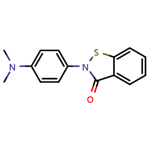 Chemical structure of 2-[4-(Dimethylamino)phenyl]-2,3-dihydro-1,2-benzothiazol-3-one , CAS 106595-93-1, AChemBlock AD239210