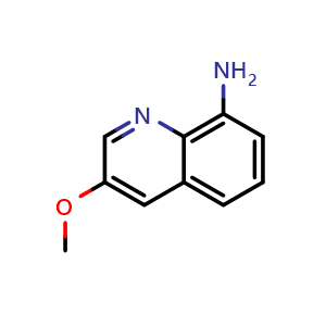 Chemical structure of 3-Methoxyquinolin-8-amine , CAS 1071218-86-4, AChemBlock AD239216