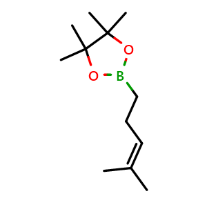 Chemical structure of 4,4,5,5-tetramethyl-2-(4-methylpent-3-enyl)-1,3,2-dioxaborolane , CAS 1073354-67-2, AChemBlock AD239238