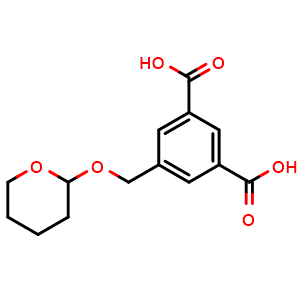Chemical structure of 5-[(oxan-2-yloxy)methyl]benzene-1,3-dicarboxylic acid , CAS 1073561-04-2, AChemBlock AD239242