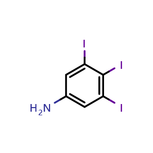 Chemical structure of 3,4,5-triiodoaniline , CAS 108673-30-9, AChemBlock AD239262