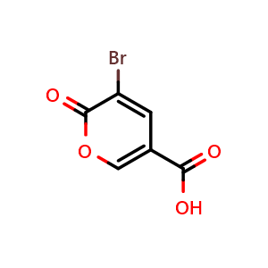 Chemical structure of 3-Bromo-2-oxo-2H-pyran-5-carboxylic acid , CAS 108723-62-2, AChemBlock AD239264