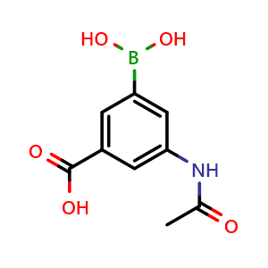 Chemical structure of 3-acetamido-5-borono-benzoic acid , CAS 108749-15-1, AChemBlock AD239265