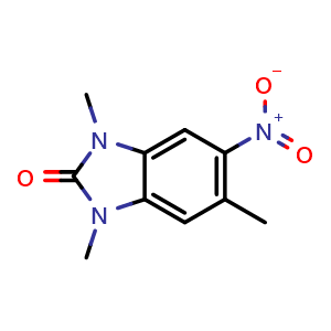 Chemical structure of 1,3,5-trimethyl-6-nitro-2,3-dihydro-1H-1,3-benzodiazol-2-one , CAS 1092013-22-3, AChemBlock AD239274