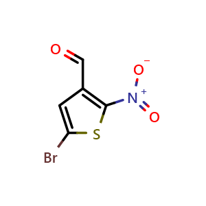 Chemical structure of 5-bromo-2-nitrothiophene-3-carbaldehyde , CAS 1093878-18-2, AChemBlock AD239282