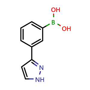 Chemical structure of 3-(1H-Pyrazol-3-yl)phenylboronic acid , CAS 1100095-25-7, AChemBlock AD239300