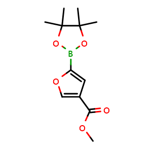 Chemical structure of methyl 5-(4,4,5,5-tetramethyl-1,3,2-dioxaborolan-2-yl)furan-3-carboxylate , CAS 1111096-29-7, AChemBlock AD239310