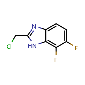 Chemical structure of 2-(chloromethyl)-6,7-difluoro-1H-1,3-benzodiazole , CAS 1111269-40-9, AChemBlock AD239312