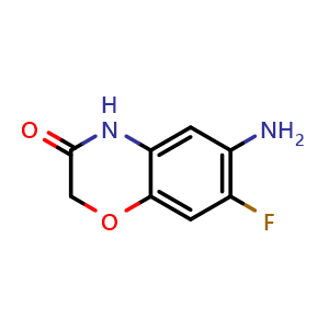 Chemical structure of 6-Amino-7-fluoro-2H-benzo[b][1,4]oxazin-3(4H)-one , CAS 112748-06-8, AChemBlock AD239328