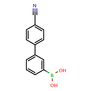 Chemical structure of (4'-Cyano-[1,1'-biphenyl]-3-yl)boronicacid , CAS 1130760-55-2, AChemBlock AD239332