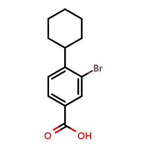 Chemical structure of 3-bromo-4-cyclohexylbenzoic acid , CAS 1131594-14-3, AChemBlock AD239335