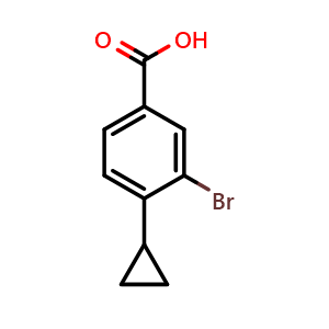 Chemical structure of 3-bromo-4-cyclopropyl-benzoic acid , CAS 1131622-50-8, AChemBlock AD239337