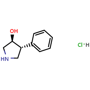 Chemical structure of (3S,4R)-4-phenylpyrrolidin-3-ol hydrochloride , CAS 1135310-02-9, AChemBlock AD239343