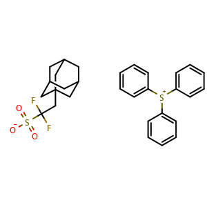 Chemical structure of 2-(1-adamantyl)-1,1-difluoro-ethanesulfonate triphenylsulfonium , CAS 1146597-81-0, AChemBlock AD239354