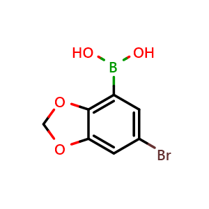 Chemical structure of (6-Bromo-1,3-benzodioxol-4-yl)boronic acid , CAS 1150114-39-8, AChemBlock AD239362