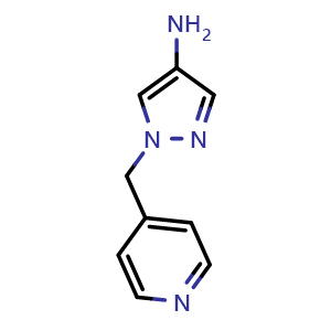Chemical structure of 1-[(pyridin-4-yl)methyl]-1H-pyrazol-4-amine , CAS 1152841-31-0, AChemBlock AD239377