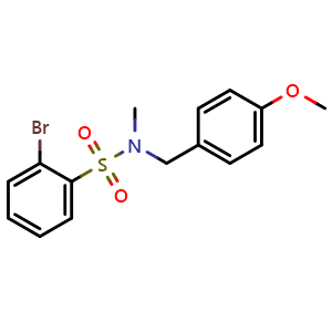 Chemical structure of 2-bromo-N-[(4-methoxyphenyl)methyl]-N-methylbenzene-1-sulfonamide , CAS 1153687-20-7, AChemBlock AD239379