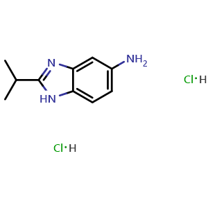 Chemical structure of 2-(Propan-2-yl)-1h-1,3-benzodiazol-5-amine dihydrochloride , CAS 1158205-32-3, AChemBlock AD239387
