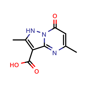 Chemical structure of 2,5-dimethyl-7-oxo-1,7-dihydropyrazolo[1,5-a]pyrimidine-3-carboxylic acid , CAS 1158262-66-8, AChemBlock AD239389