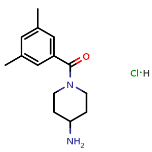 Chemical structure of (4-Aminopiperidin-1-yl)(3,5-dimethylphenyl)methanone hydrochloride , CAS 1158505-09-9, AChemBlock AD239390