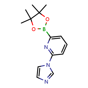 Chemical structure of 2-(1H-Imidazol-1-yl)-6-(4,4,5,5-tetramethyl-1,3,2-dioxaborolan-2-yl)pyridine , CAS 1163706-77-1, AChemBlock AD239407